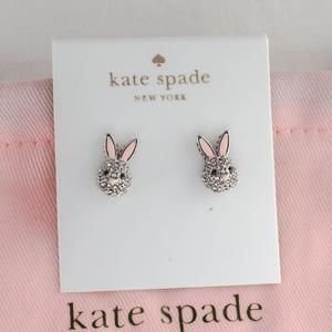 Kate Spade Bunny Head Rabbit Pavé Stud Earrings (with Dust Bag) Brand New